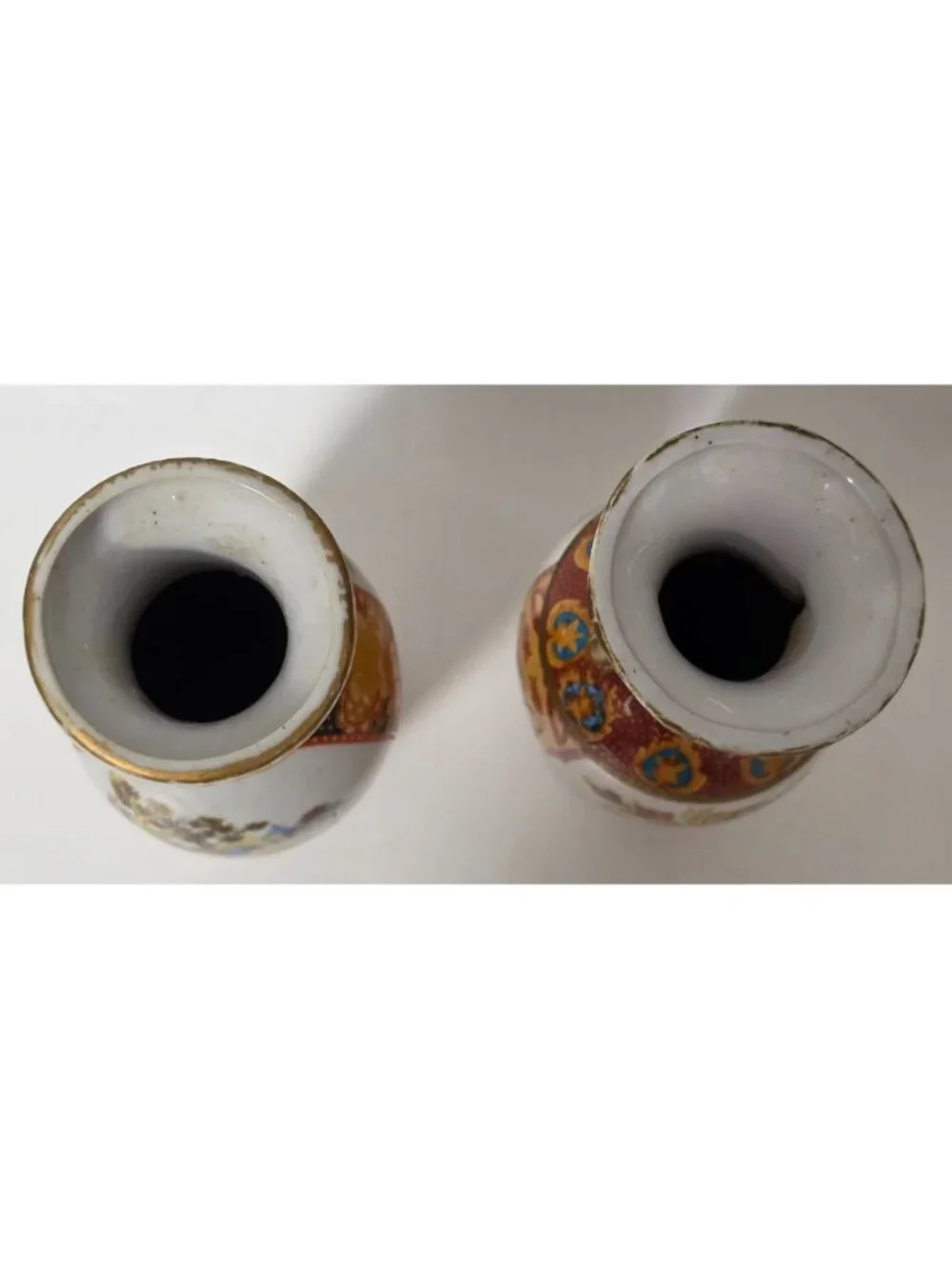 Pair Small Satsuma Style Porcelain Bud Vases